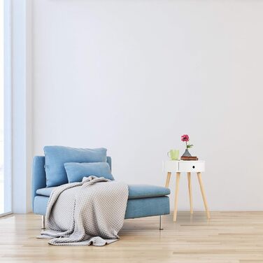 Круглий журнальний столик Relaxdays з шухлядою, скандинавський дизайн, журнальний столик або тумбочка біля ліжка, В x Ø 52 x 40 см, дерево, білий