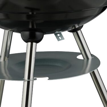 Вугільний гриль-мангал, Ø 44 см, решітка для грилю, для вулиці, з колесами та ніжками, з піддоном для попелу, коптильня, чорний