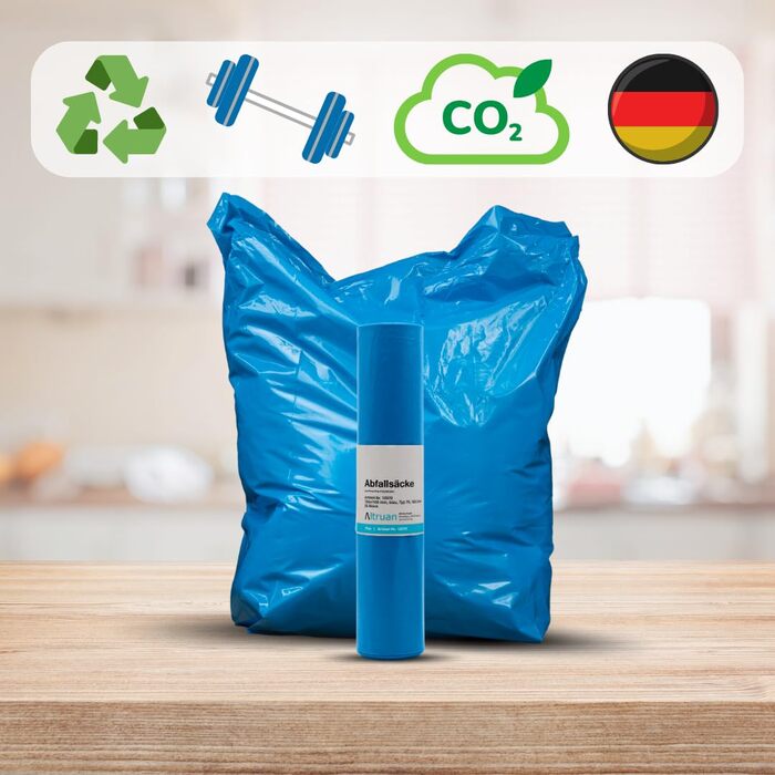 Літровий сміттєвий пакет тип 70, 12070 Premium, 250 сміттєвих пакетів, 10 рулонів, синій, 120-