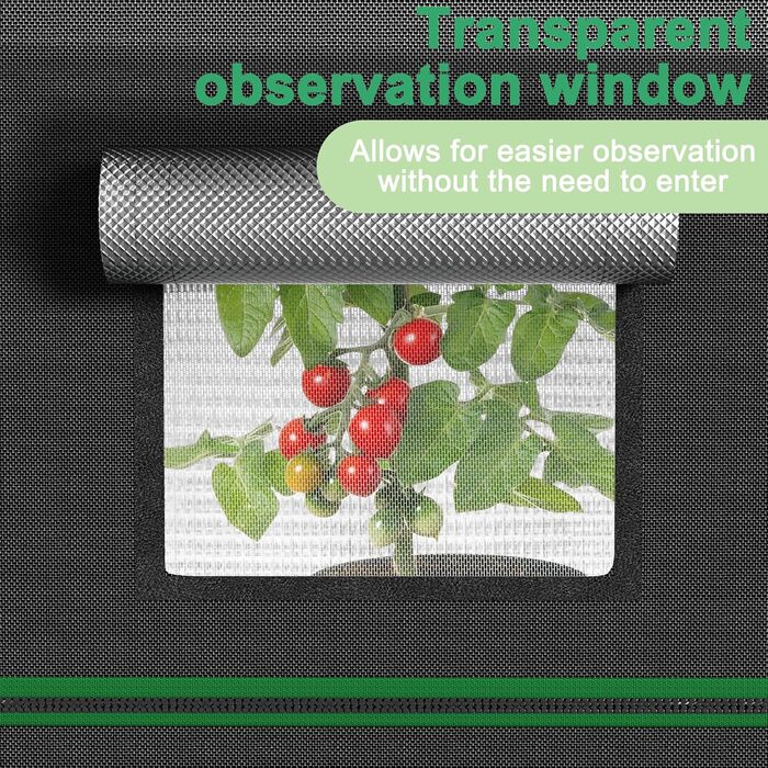 Гроубокс для вирощування в приміщенні, світлонепроникний та водонепроникний, з прозорим вікном огляду. Намет для рослин з тканини Oxford 600D. Намет для вирощування томатів, овочів та інших культур в приміщенні - 80x80x160 см.
