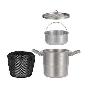Міцний кемпінговий посуд з нержавіючої сталі, портативні каструлі для приготування їжі на відкритому повітрі з петлею для підвішування для походів та подорожей з рюкзаком, кемпінговий посуд з надійною петлею для підвішування.