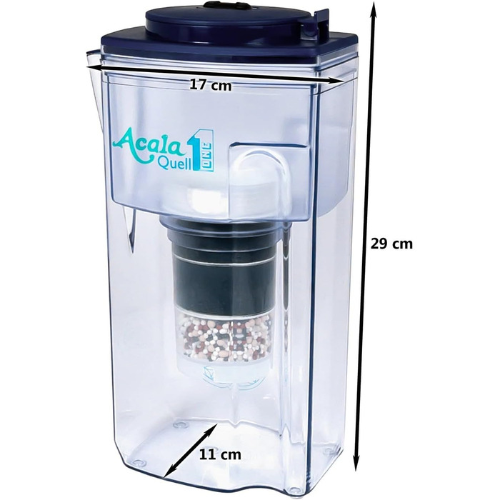 Фільтр для води AcalaQuell One Темно-синій Фільтр для води з активованим вугіллям Найвища продуктивність фільтра - багатошаровий Без BPA та BPB ReNaWa - Технологія Створює смачну, заспокійливу воду