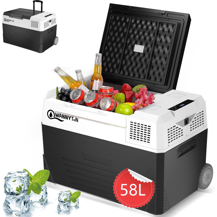 Електричний компресорний холодильник, автомобільний холодильник 58 літрів, 12/24/100-240 В, міні-холодильник для автомобіля, ванта