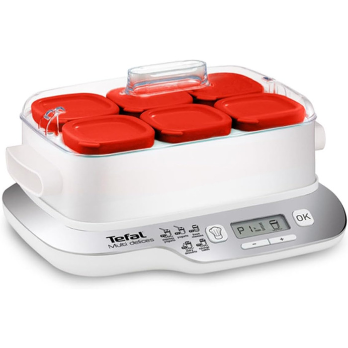Йогуртниця Tefal YG660132 Multidelices Express, сталь, червоний, білий