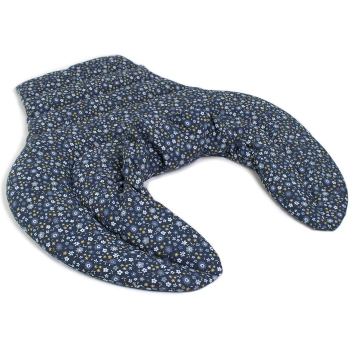 Подушка для шиї та шийного відділу хребта - шия плечі спина - органічна тканина квітковий синій - подушка з органічної спельти - грілка для подушки для шиї - подушка з зернової спельти для шиї та плечей