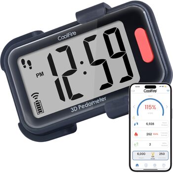 Крокомір із пристібкою для кроків, миль та калорій Працює окремо або з додатковим додатком Точний фітнес-трекер для приміщень та вулиці для чоловіків, жінок та людей похилого віку, 3D-