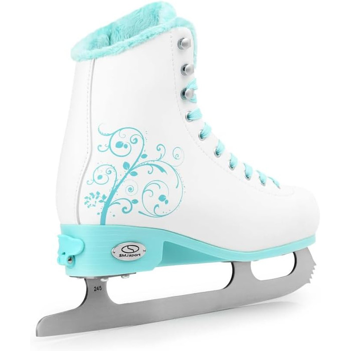 Регульовані ковзани SMJ Snowbella для жінок та дівчат, класичні ковзани, білі/м&39ятні Розміри 31-34, 35-38, 39-42 L (39-42)
