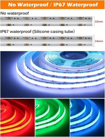 Світлодіодна стрічка 12 В 24 В COB Світлодіодна світло високої щільності гнучка IP67 водонепроникна (водонепроникна, DC24V RGBW) Водонепроникна DC24v Rgbw