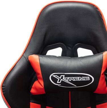 Геймерське крісло з підставкою для ніг, чорно-червона штучна шкіра