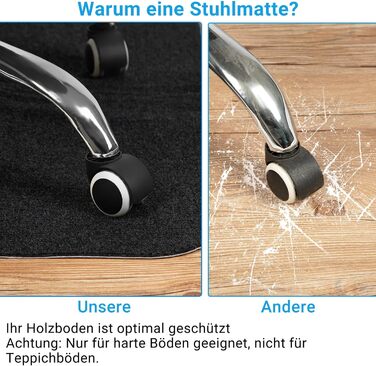 Килимок для підлоги COSYLAND, килимок для стільця, килимок для офісного стільця, багатофункціональний килимок для стільця, офісний килимок для дому та офісу, чорний