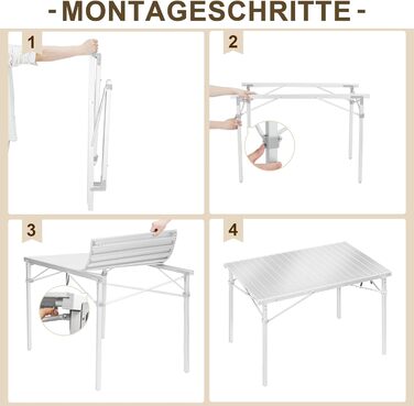 Алюмінієвий стіл WOLTU, кемпінговий стіл, фуршетний стіл, 104x69x70 см (ДхШхВ), складний та портативний дорожній стіл, висока вантажопідйомність та стійкість, сріблястий