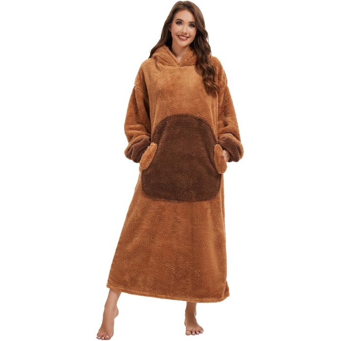 Великогабаритна ковдра з капюшоном, светр, картата, унісекс, з великою кишенею для телевізора, ковдра, універсальний розмір, подарунок на зиму, Cocooning Capybara One Size