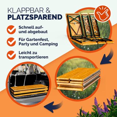 Комплект пивних наметів Casaria 220 см, складаний, міцний, 3 предмети, 2 пивні лавки, 1 широкий стіл, дерев&39яний комплект пивних столів, комплект фестивальних наметів, пивний сад, пивний набір