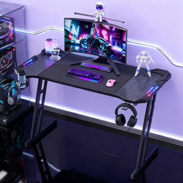 Ігровий стіл Storeo Imp, 120 x 60 см, МДФ / сталь / вуглецеве волокно, чорний