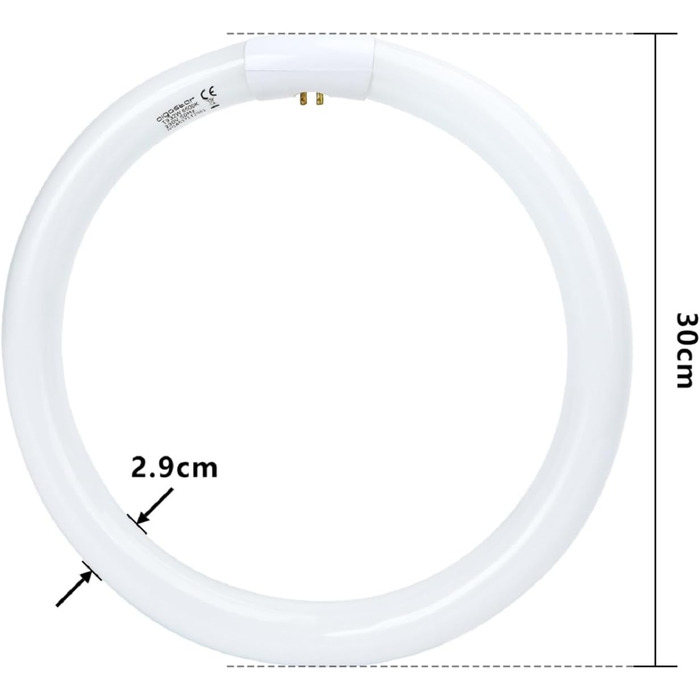 Люмінесцентна трубка Кругла кругла неонова лампа T9 30см 32Вт холодний білий 6500K 2100Lm G10Q базова люмінесцентна трубка для кільцевої лампи.