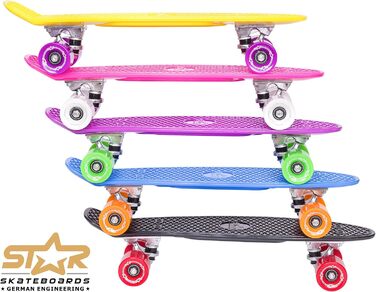 Скейтборд BIKESTAR Vintage Retro Cruiser 60 мм для дітей та дорослих, а також для початківців приблизно від 6-8 років М'ята та фіо