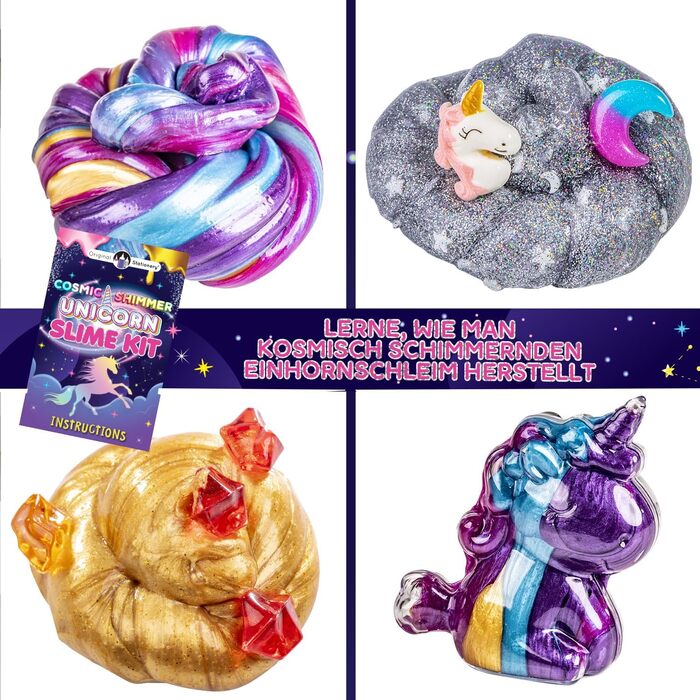 Оригінальний канцелярський набір Cosmic Shimmer Unicorn Set, -fun - для дівчаток з веселими доповненнями для створення слизу, що світиться в темряві, та багато іншого