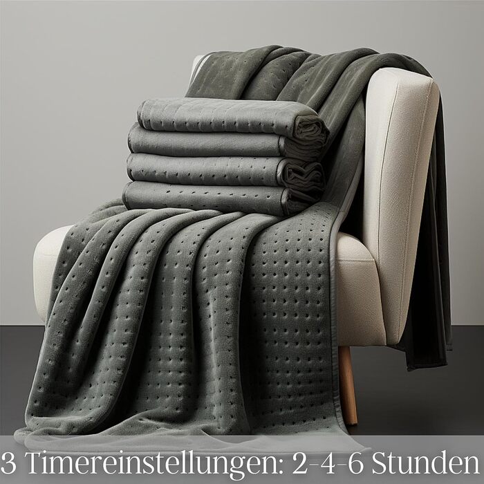 Електрична ковдра з підігрівом Steinborg з автоматичним вимиканням 150 x 80 см Таймер на 6 годин Можна прати в пральній машині при 30C 6 налаштувань температури Дистанційне керування Ковдра з підігрівом Підковдра з підігрівом Ковдра з підігрівом