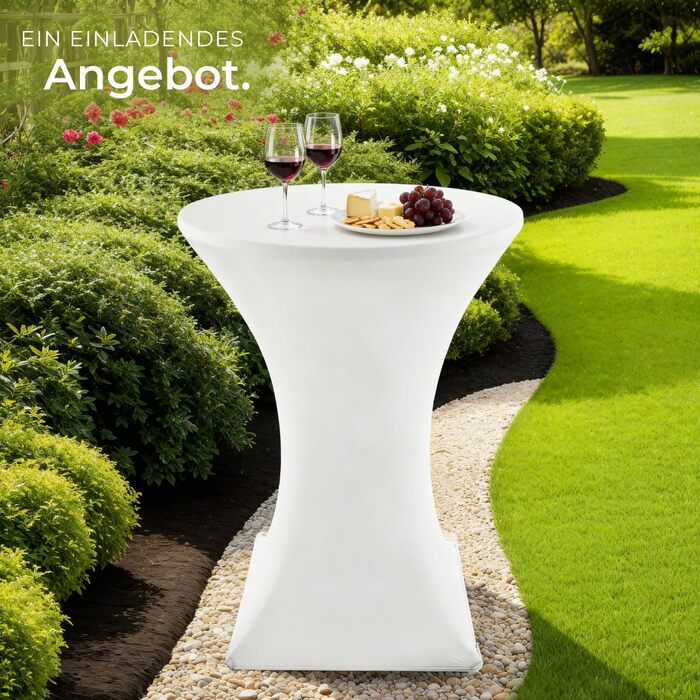 Розкладний стоячий стіл, бістро-стіл з кришкою, стіл Ø80 см, стоячий стіл зі стільницею з МДФ, розкладний садовий стіл, розкладний стіл, круглий, сталевий каркас, стабільний та міцний - білий, 1 стоячий стіл 1 стоячий стіл білий