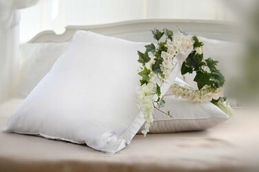 Розкішна 3-камерна подушка Aura 80 x 80 см, середня, зовнішній матеріал 90 високоякісний угорський пух I класу, внутрішній матеріал гусяче пір&39я, Oeko-Tex 100, ексклюзивний чохол зі 100 бавовни. Пухова подушка 80 x 80 середня