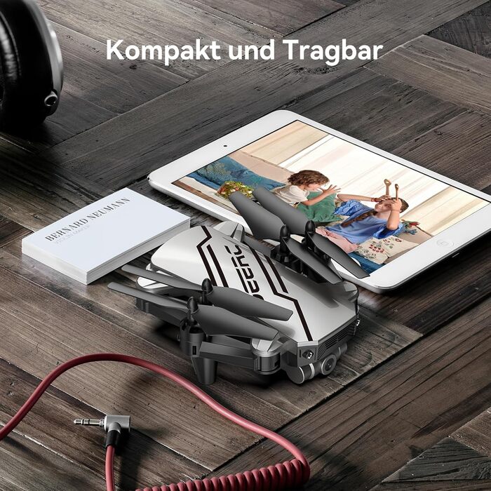 Дрон DEERC D20 з камерою HD 720P для дітей, складаний RC міні-квадрокоптер з FPV WiFi живою трансляцією, 2 батареї, тривалий час п