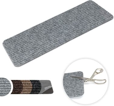 Килимок для сходів Kettelservice-Metzker Килим для сходів Tulus Прямокутна подушка самоклеюча 60x25см сіра 14 шт.