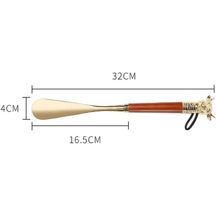 Ергономічний дерев'яний ріжок GUOQDAMI з довгою ручкою, металевий ріжок для взуття з прикрасою у вигляді коров'ячої голови, ріжок для взуття, зручне взуття, зручний інструмент для взуття 32 см