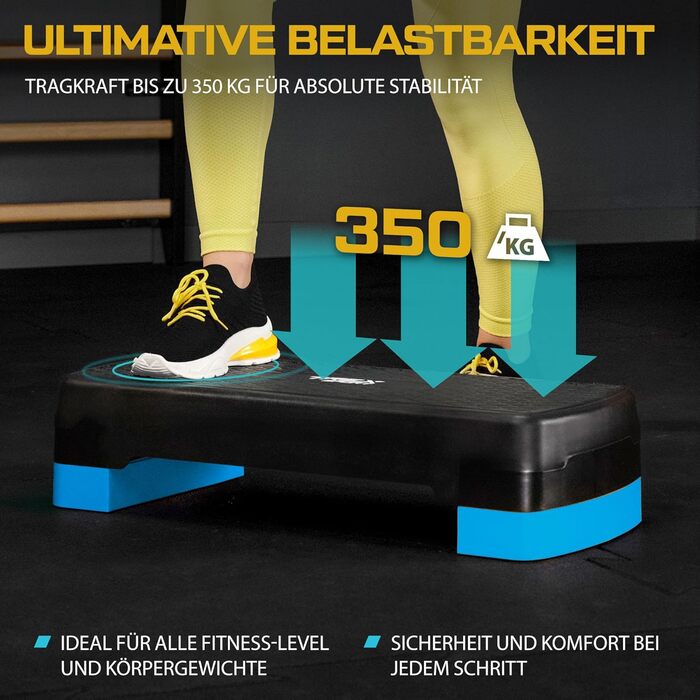 Степер TREX SPORT з регулюванням висоти для домашнього використання TX-030AS Аеробний степер 682810/15/20 см з 3 рівнями, нековзний, витримує до 350 кг Синій степер