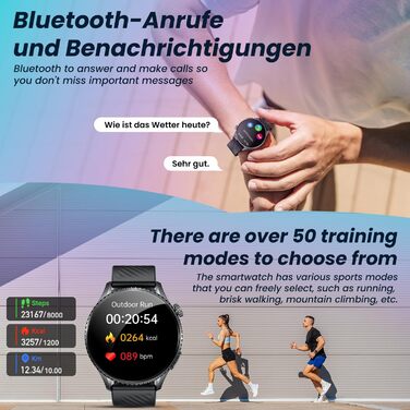 Чоловічий смарт-годинник з ЕКГHRV фітнес-годинник 1,56-дюймовий AMOLED з функцією Bluetooth для телефону, 24-годинний фітнес-трекер серцевого ритму/артеріального тиску, крокомір, водонепроникний IP67, сумісний з Android та iOS, чорний