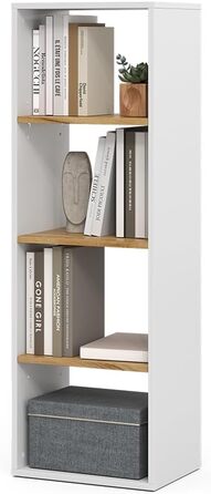 Книжкова шафа Vicco Tomy, білий/золотий дуб, 40 x 120 см, 4 відділення, білий/золотий дуб, 40 x 120 см