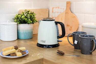 Чайник електричний Russell Hobbs 1.0 л Кольорикремовий з нержавіючої сталі (2400 Вт, функція швидкого закипання, знімний фільтр ві