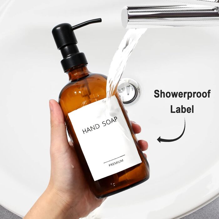 Дозатор для мила скляний, дозатор для мила 500 мл коричневого кольору з насосом з нержавіючої сталі, набір твердих дозаторів для м