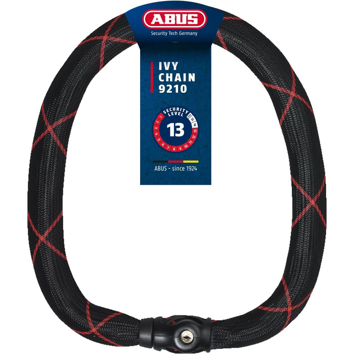 Ланцюговий замок ABUS Ivy Chain 9210 Велосипедний замок із загартованої сталі Ланцюг товщиною 10 мм Рівень безпеки ABUS 13 Чорний 140 см Ivy 9210 Одинарний