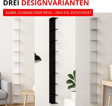 Настінна книжкова полиця Radius Booksbaum 2, велика, біла, виготовлена зі сталі з порошковим покриттям, 15 x 170 x 15,5 см, вміщує приблизно 130 книг, вантажопідйомність 6,5 кг на полицю, елегантна настінна полиця (725B)