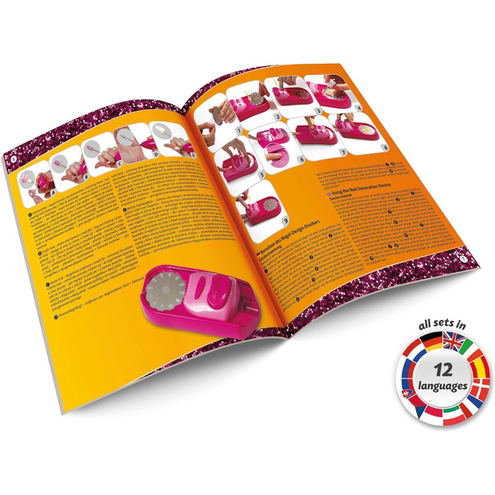 Набір для дитячого салону нігтів для манікюру та педикюру для дівчаток від 8 років - Набір для стильного дизайну нігтів, включаючи формувач для нігтів, принтер для дизайну нігтів, стрази та сушарку для нігтів, 42654