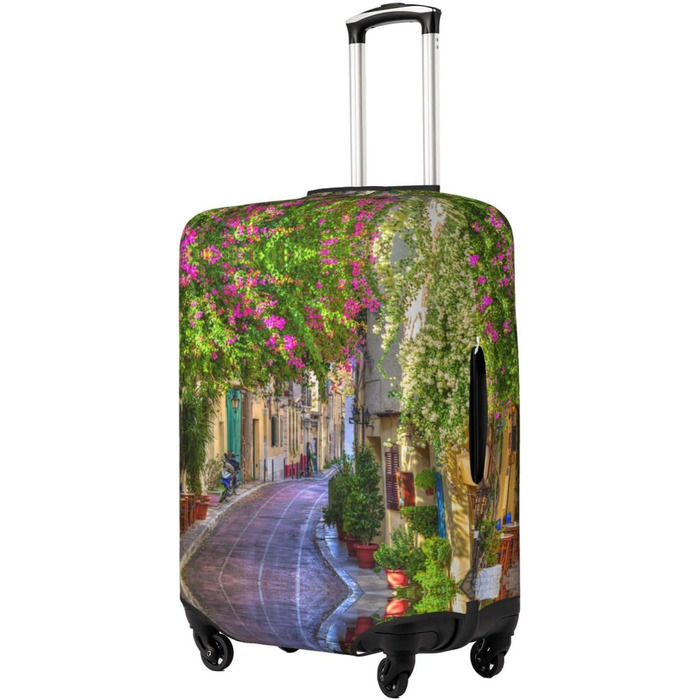Чохол для валізи Весняний сад з принтом, еластичний захист від подряпин та пилу, чорний, розмір 95
