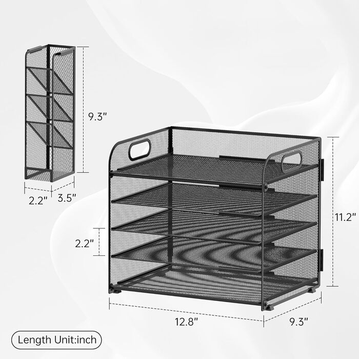 Рівневий органайзер для столу SUPEASY з ручкою, знімні тримачі для ручок, сітчастий органайзер для паперу/файлів для столу, органайзер для лотка для паперу та листів для офісного приладдя (чорний), 5-