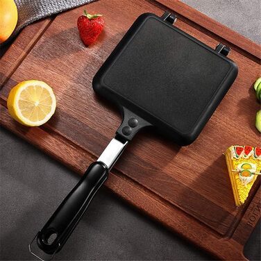 Двостороння сковорода Towwoo, бутербродниця для кемпінгу, двосторонні коржі з антипригарним покриттям і сковорода для паніні з алюмінієвою ручкою для сніданку