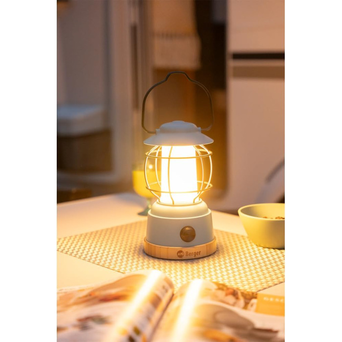 Світлодіодний кемпінговий ліхтар BERGER Hopuni Pro Акумуляторний вуличний ліхтар із регульованою яскравістю Кемпінговий ліхтар без блоку живлення з батареєю та USB-кабелем Легкий бездротовий ліхтар на батарейках для кемпінгу, наметів та відключень електро