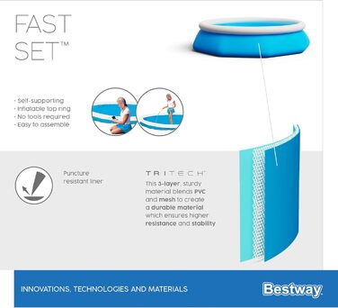 Набір для наземного басейну Bestway Fast Set з фільтруючим насосом Ø 305 x 76 см, блакитний, круглий