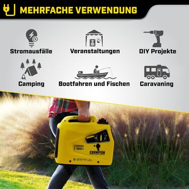 Електрогенератор Champion Power Equipment бензин газ (2000 Вт, інвертор, генератор зі світлодіодним дисплеєм, подвійне паливо, над