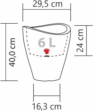 Шойріх Хвильова Куля Висока, висока ємність із пластику, чорний граніт, діаметр 29,8 см, висота 40 см, об&39єм 6 л. Чорний граніт Ø 29,5 см, висота 40 см Хвильова Куля Висока