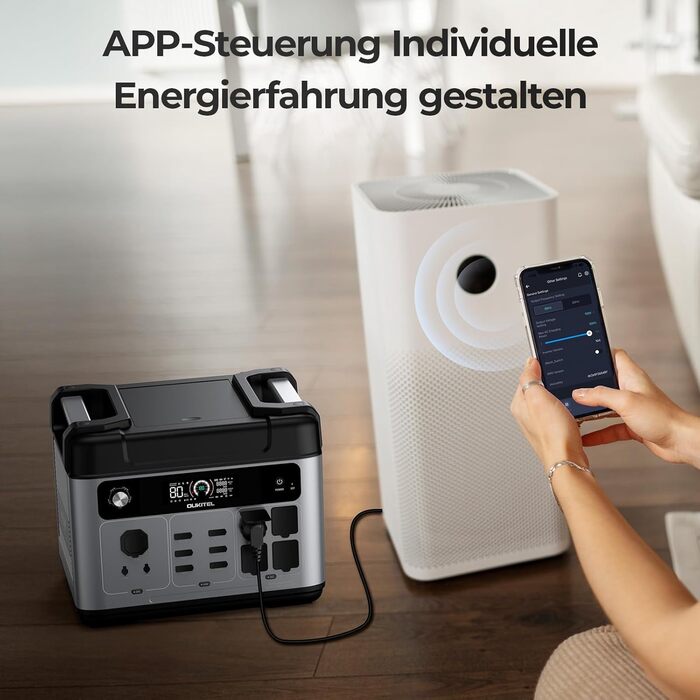 Портативна зарядна станція OUKITEL P2001 Plus, 2048 Втгод, сонячна акумуляторна LiFePO4 батарея, 4 виходи змінного струму 2400 Вт (пікова потужність 4800 Вт), швидка зарядка 0-80 за 1 годину для дому, подорожей та кемпінгу