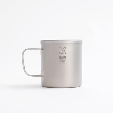 Чашка для кави та чаю Keith Titan Mug з подвійними стінками, кришкою та складною ручкою для кемпінгу на відкритому повітрі (450 мл)