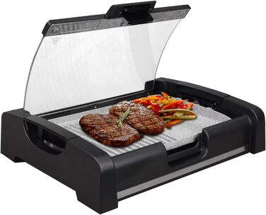 Настільний гриль Syntrox Germany Strivasa з керамічною пластиною для гриля, електричний гриль 2200 Вт, контактний гриль, електричний настільний гриль, зручний, 6 кілограмів, нековзні гумові ніжки