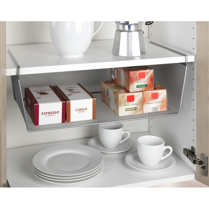 Підвісний кошик WENKO для шаф, розмір L, сріблястий, 49 x 18 x 28 см