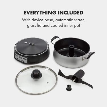 Варильна машина Klarstein Jam Session, 1000 Вт, 2 автоматичні програми, регульований час приготування, автоматична мішалка, внутрішня каструля з покриттям, каструля, яку можна мити в посудомийній машині, об'єм 3 літри 1000 Вт