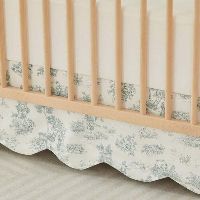 Спідниця для ліжечка Brandream з гребінцем, бавовняна, французький кантрі, туалет для малюків, спідниця для ліжечка для немовлят, бохо, богемний, нейтральний, вінтажний, зелений, туалетний, квітковий, фермерський, шик, бохо, богемна, зелена, туалетна