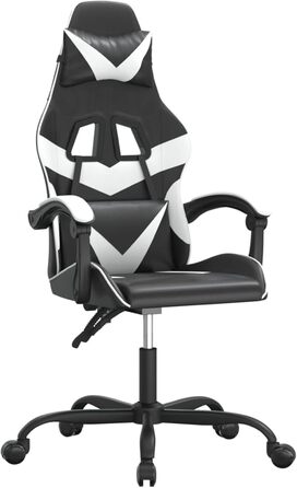 Геймерське крісло з регульованою спинкою, штучна шкіра чорний/білий, 57,5 x 59,5 см - Для оптимального ігрового досвіду Модель 3143847