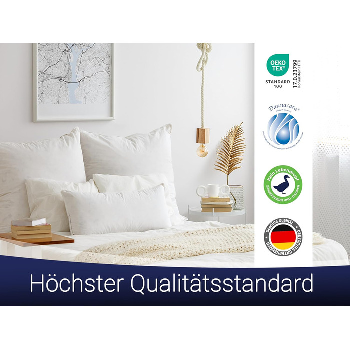 Подушка ZOLLNER зі 100 пір&39я - Зроблено в Німеччині - підходить для алергіків - чохол з високоякісної бавовни - можна прати при температурі до 60C - 70x90 см - готельна якість 70 x 90 см